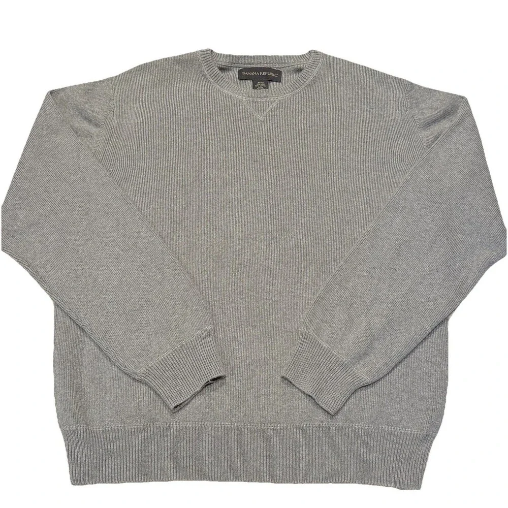 Banana Republic Men’s Gray 100% Cotton Knit Crewneck Sweater Size Small